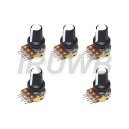 5 Sets WH148 15mm 3 Pin Linear Taper Rotary Potentiometer Resistor for Arduino with AG2 White cap 1K 10K 20K 50K 100K 500K Ohm