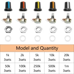 30sets WH148 Potentiometer Assortment Kit Variable Resistors With Nuts And Washers 1k 10k 50k 500k 1M