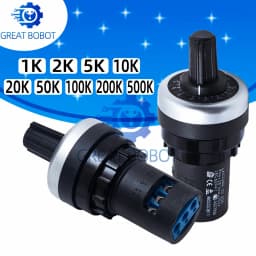 BS LA42DWQ-22 1K 2K 5K 10K 20K 50K 100k 200k 500K 22mm Diameter Pots Rotary Potentiometer Resistance Switch for arduino