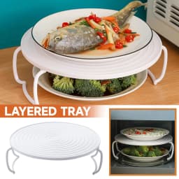 Multifunction Insulated Heating Tray Rack Plastic Kitchen Gadgets Microwave Steaming Rack Kitchen Storage Rack