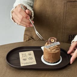 Walnut Wood Grain Oval Tray - Multi-Purpose Serving Plate for Coffee, Cakes, Snacks, Desserts & Kitchen Storage