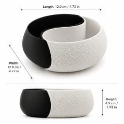 3D Printed Black & White Yin-Yang Storage Bowl, Double Compartment Jewelry Tray & Key Holder, Modern Zen Decor, For Desk, Booksh