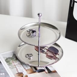 Stainless Steel Organizer Tray for Jewelry Keys Cakes Multi Layer Display Plate Home Store Counter Shelf with Non Slip Base