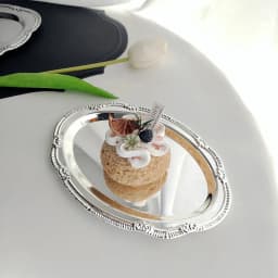 Vintage Embossed Silver Tray Serving Platter For Desserts Jewelry Storage Organizer Snack Plate Dining Table Decoration
