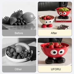 Uforu Food Grade Fruit Bowl Large Capacity Detachable Snack Container Cute Creative Fruit Tray for Kitchen Countertop