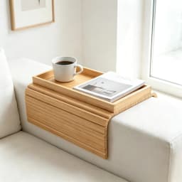Bamboo Sofa Armrest Storage Tray Foldable Organizer for Couch Living Room Kitchen Snack Drink Remote Control Holder Space Saving
