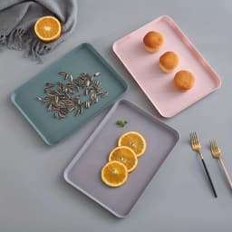 Plastic Serving Trays , Plastic Fast Food Tray , Reusable Rectangular Party Platters for Veggie, Snack, Fruit, Cookies, De
