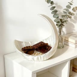 Pearl White Moon Jewelry Storage Tray, perfect for bedrooms, nightstands, vanities, living rooms, entryways, and more