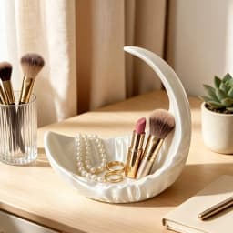Pearl White Moon Jewelry Storage Tray, perfect for bedrooms, nightstands, vanities, living rooms, entryways, and more