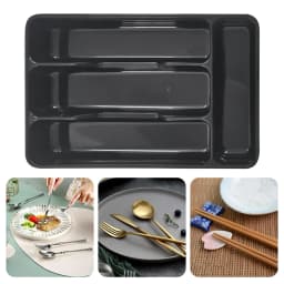 Compact Silverware Organizer with 4 Compartments Flatware Holder, Kitchen Cabinet Countertop Storage Solution Home Use