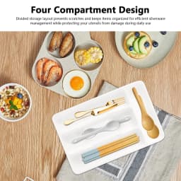 Compact Silverware Organizer with 4 Compartments Flatware Holder, Kitchen Cabinet Countertop Storage Solution Home Use