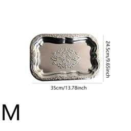 New Stainless Steel Rectangular Tray With Embossed Design For Kitchen Living Room Storage Durable Fruit Snack Cake Serving Dish