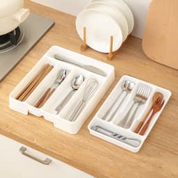 4/5 Compartments Cutlery Organizer Daily Drawer Divider Tray Rectangle Easy Clean Home Kitchen Spoon Fork Separation Box