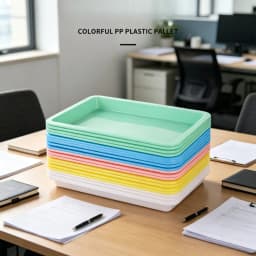 6pcs Brightly Colored Plastic Tray , Durable and Stackable Serving Trays for Snacks, Meals, Arts & Crafts, and Home Organization