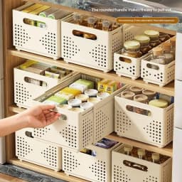 Retractable Plastic Cabinet Storage Box Stackable Expandable Organizer For Kitchen Pantry
