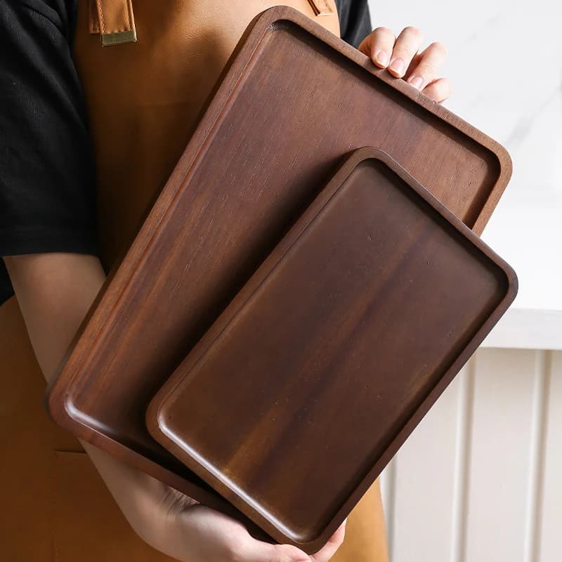 Walnut Coffee Tray Large Size Food Cup Wooden Plate Dinner Cake Bread Solid Wooden Tray Decorative Kitchen Accessories