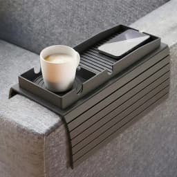 Couch Cup Holder Tray, Integrated Couch Arm Trays, Silicone Chair Clip on Tray, Armrest Tray for Snacks, Remote and Phones