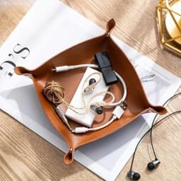 1PC 25X25CM Leather Tray Foldable Table Storage Box Jewelry Key Coin Desk Top Organizer Entryway Nightstand Home Decoration