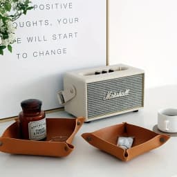 1PC 25X25CM Leather Tray Foldable Table Storage Box Jewelry Key Coin Desk Top Organizer Entryway Nightstand Home Decoration