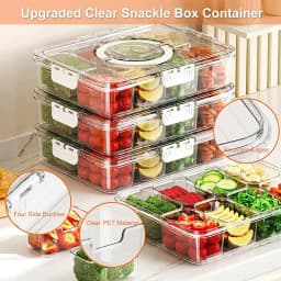 8-Grid Divided Plate with Lid Food Storage Box Snack Box Fruit Storage Container Candy Fruits Nuts Clear Refrigerator Organizer
