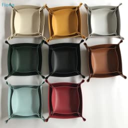 ✔PU Leather Foldable Storage Tray, Multi-Color Desk Organizer Tray for Keys, Jewelry and Small Items