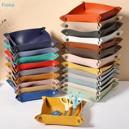 ✔PU Leather Foldable Storage Tray, Multi-Color Desk Organizer Tray for Keys, Jewelry and Small Items