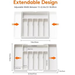 Upgraded Plastic Storage Tray, New Adjustable Cutlery Organizer, Cutlery Drawer Organizer with Compartment Slots