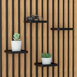1pc Acoustic Panel Shelf, No Drill Wall Mount Storage Rack, Detachable Hanging Tray for Slatted Wood Wall, for Keys, Succulents