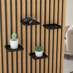 1pc Acoustic Panel Shelf, No Drill Wall Mount Storage Rack, Detachable Hanging Tray for Slatted Wood Wall, for Keys, Succulents