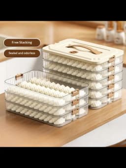 Transparent Dumpling Storage Box Airtight Refrigerator Freezer Container for Home Kitchen Organization Space Saving Design