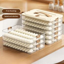 Transparent Dumpling Storage Box Airtight Refrigerator Freezer Container for Home Kitchen Organization Space Saving Design