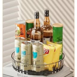 1pc Rotating Tray Spice Rack Pantry Cabinet Turntable With Base Storage Bin Kitchen Organizer For Seasoning Cosmetic Storage Box