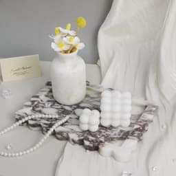 Calacatta Viola Scalloped Marble Tray, Natural Marble Stone Tray, Luxury Decorative Trays for Bathroom, Vanity, Home Decor