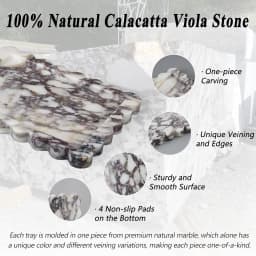 Calacatta Viola Scalloped Marble Tray, Natural Marble Stone Tray, Luxury Decorative Trays for Bathroom, Vanity, Home Decor
