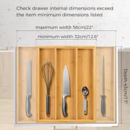 Expandable Bamboo Kitchen Drawer Organizer, Adjustable Cutlery Holder and Cutlery Tray Organizer, Drawer Divider for Silverware,