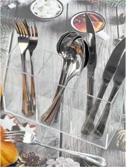 1pc Tableware 3-Compartment Storage Box, Transparent Plastic Cutlery Caddy Holder For Spoons, Forks, Suitable For Party, Kitchen
