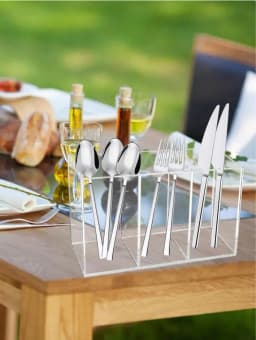 1pc Tableware 3-Compartment Storage Box, Transparent Plastic Cutlery Caddy Holder For Spoons, Forks, Suitable For Party, Kitchen
