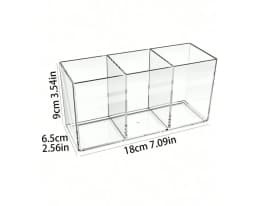 1pc Tableware 3-Compartment Storage Box, Transparent Plastic Cutlery Caddy Holder For Spoons, Forks, Suitable For Party, Kitchen