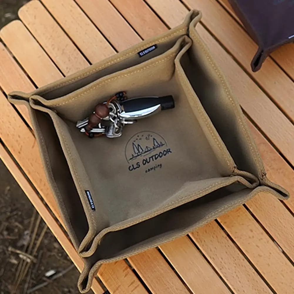 1pc Portable Camping Organizer Tray Home Travel Desktop Storage Tray For Tools Key Small Items Storage Box Foldable Outdoor Tray