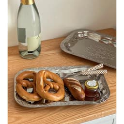 Vintage Stainless Steel Tray Floral Embossed Serving Trays For Dessert Rectangular Jewelry Storage Plate Home Decoration Tool