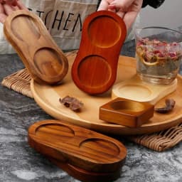 1Pc Tea Tray Salt Pepper Shaker Stand Kitchen Storage Holder Wood Pot Tray for Home Use