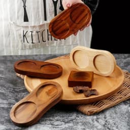 1Pc Tea Tray Salt Pepper Shaker Stand Kitchen Storage Holder Wood Pot Tray for Home Use