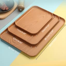 Imitation Wood Grain Rectangular Tray Lightweight Dining Serving Tray Plastic Platters Serving Food Appetizer Trays For Party