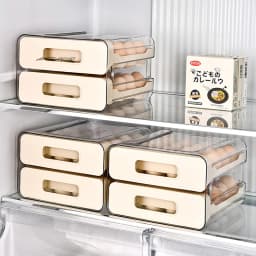 2-Layer Stackable Refrigerator Egg Organizer Clear Plastic Egg Holder Drawer Type Storage Box for Kitchen Organization