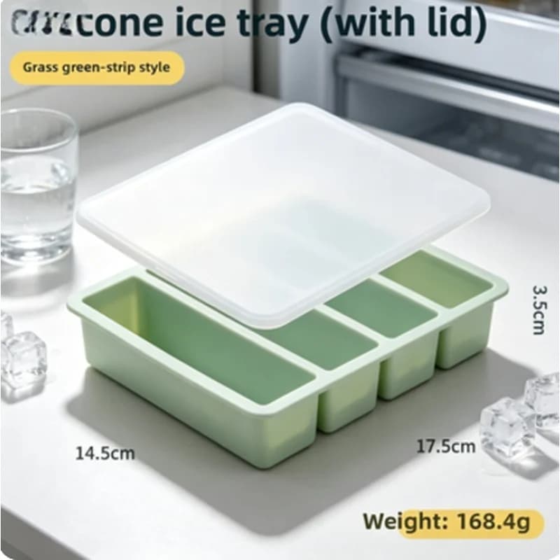 Stackable Silicone Freezer Tray with Lid Durable Storage Container for Soup Broth Sauce Meal Prep