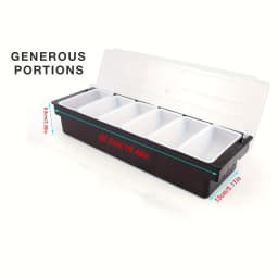 6-Compartment Cold Insulated Condiment Tray with Lid Removable Food Storage Containers Chilled Garnish Party Cocktail Garnishes