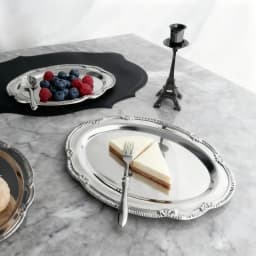 C New Vintage Embossed Silver Tray Serving Platter For Desserts Jewelry Storage Organizer Snack Plate Dining Table Decoration