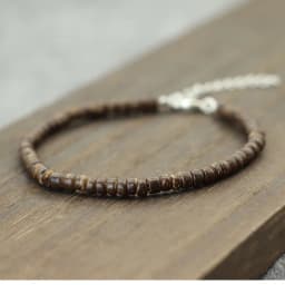 Retro Wooden Beads Anklet Unisex Beach Vacation Adjustable Stainless Steel Foot Link Charm Homme Versatile Jewelry Accessories