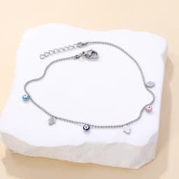 Female Summer Colorful Ankle Jewelry Turkish Eyes Hamas Hand Charms Anklets Surgical Steel Waterproof Simple Beach Accessories