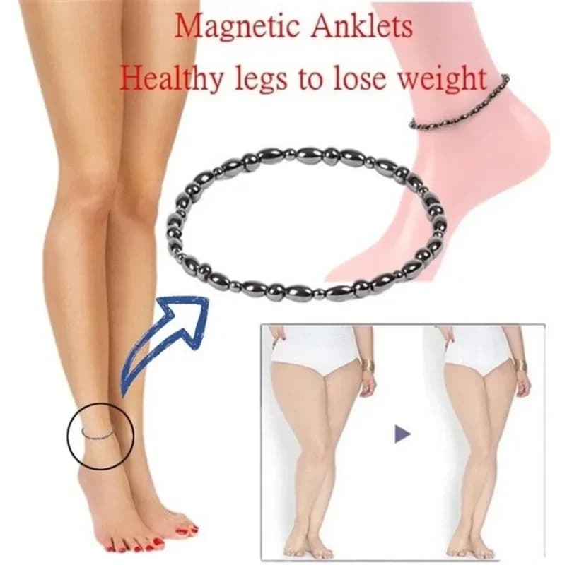 Black Magnetic Black Gallstone Anklet Men Women Lymphatic Detoxification Magnetic Therapy Weight Loss Slimming Bracelet